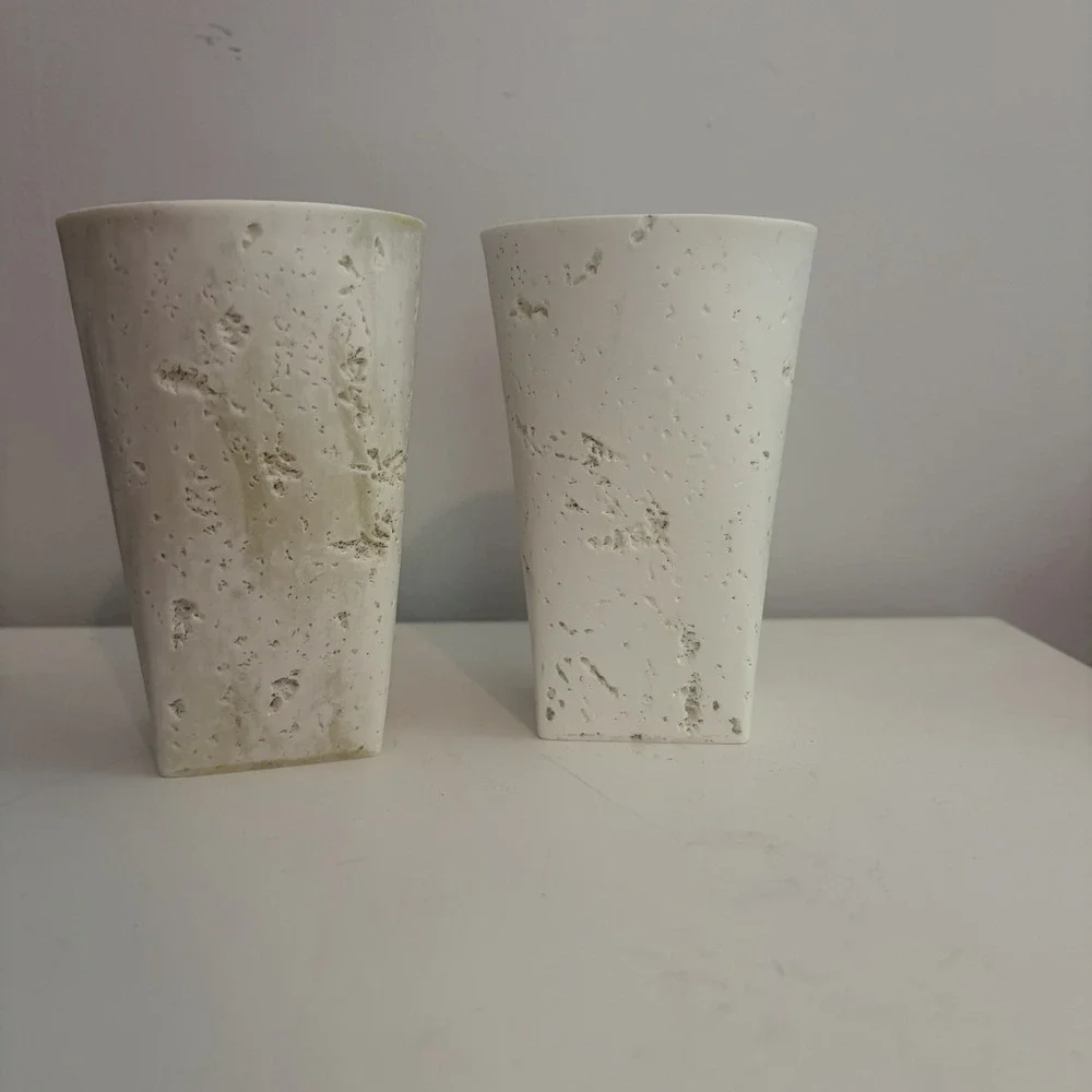 Croscill Travertine Bathroom Vanity Cups Tumblers Toothbrush Holders Ivory Taupe